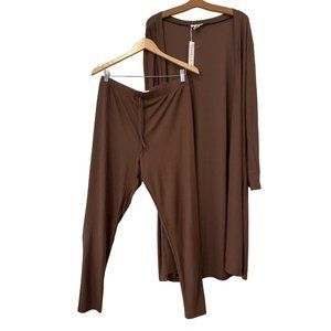 Capella Ribbed 2 Piece Cardigan and Leggings Set Womens 2XL Brown Polyester NEW